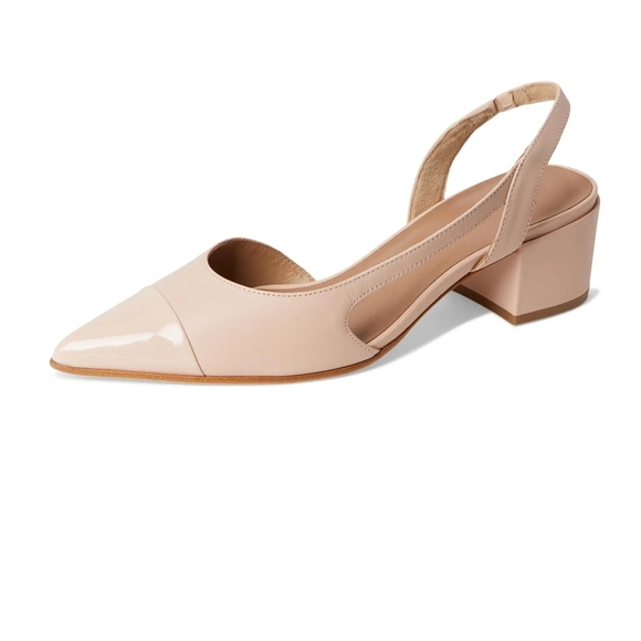 Elegant Nude Slingback Block Heels - Picture 3 of 10